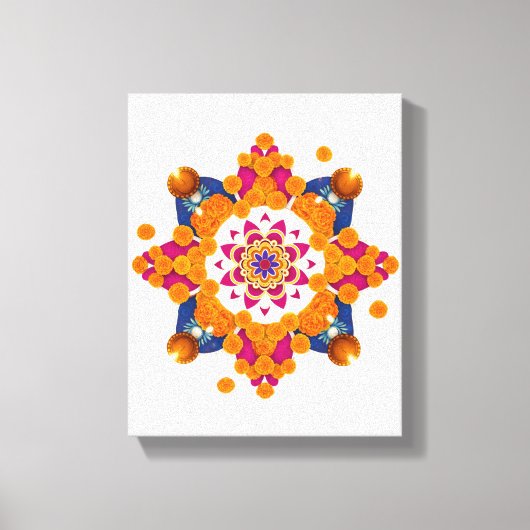 Shubh Diwali traditionele Indiase kunst aan de muu Canvas Afdruk (Voorkant)