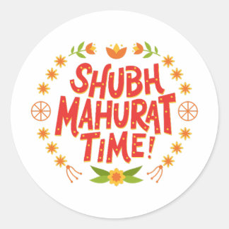 Shubh Mahurat desi Indiase huwelijksfeest Ronde Sticker