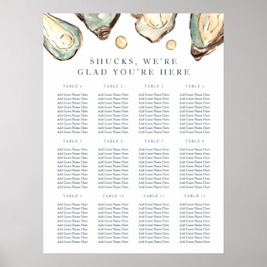 "Shucks" Kust Oyster Trouwstoel Grafiek Poster (Voorkant)