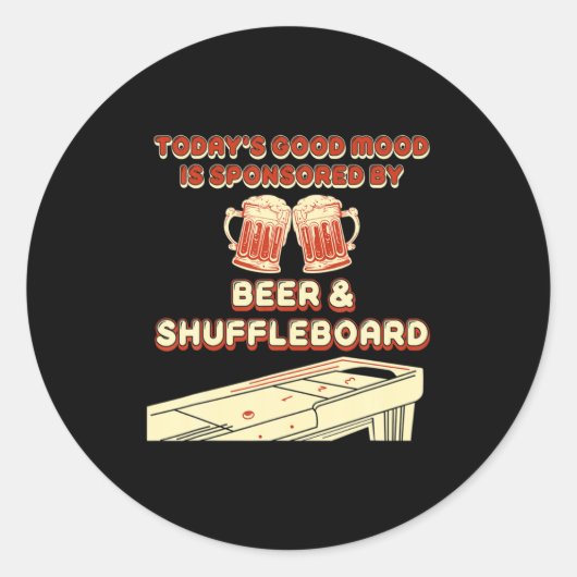 Shuffleboard Player Beer  Ronde Sticker (Voorkant)