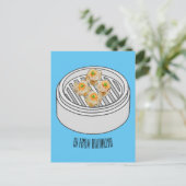 Shumai dim sum cartoon illustratie briefkaart (Staand voorkant)