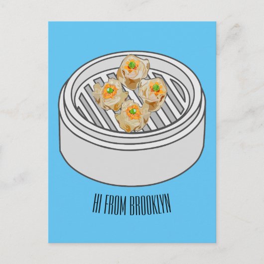 Shumai dim sum cartoon illustratie briefkaart (Voorkant)