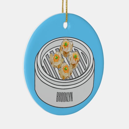 Shumai dim sum cartoon illustratie keramisch ornament (Rechts)