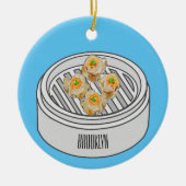 Shumai dim sum cartoon illustratie keramisch ornament (Voorkant)