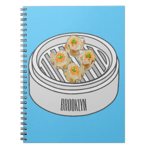 Shumai dim sum cartoon illustratie notitieboek