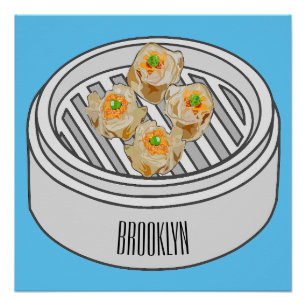 Shumai dim sum cartoon illustratie perfect poster