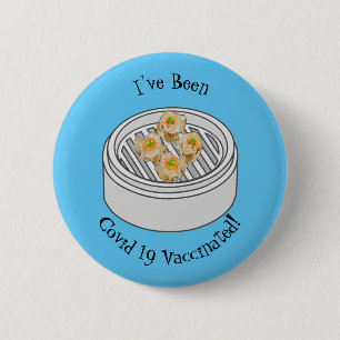 Shumai dim sum cartoon illustratie ronde button 5,7 cm