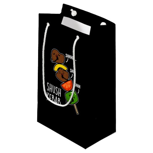 Shush Kebab Funny Food Pun Dark BG Klein Cadeauzakje (Voorkant Gekanteld)