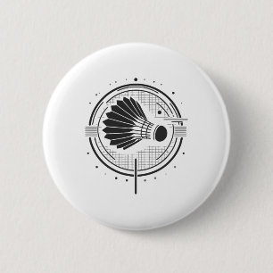  Shuttle Design Minimalistische Badmintonspeler Ronde Button 5,7 Cm