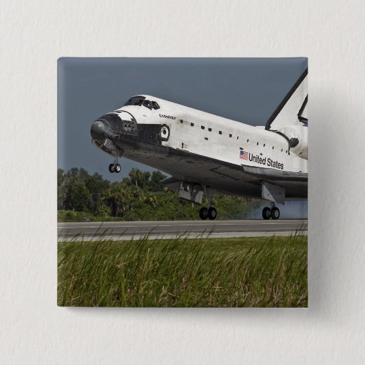 Shuttle Endeavor landing Kennedy Space Center Vierkante Button 5,1 Cm (Voorkant)