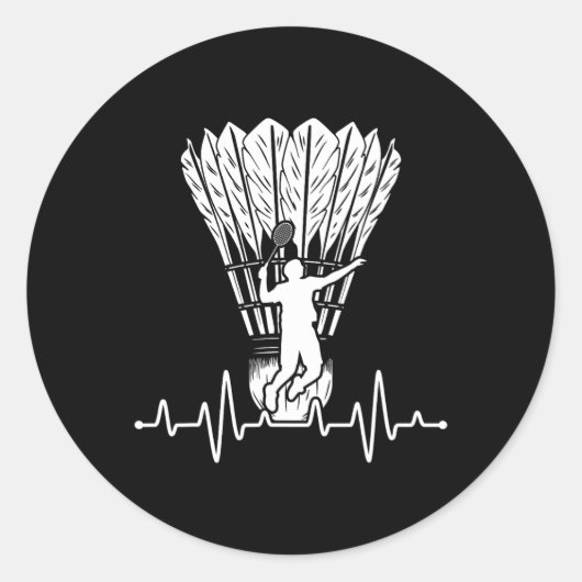 Shuttle Heartbeat Badminton Ronde Sticker (Voorkant)
