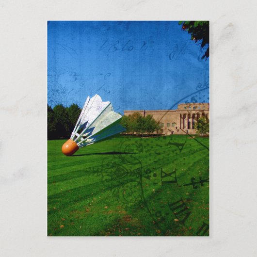 Shuttlecock op het gras briefkaart (Voorkant)