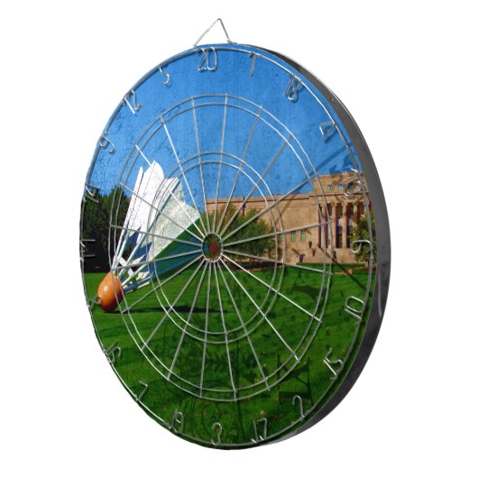 Shuttlecock op het gras dartbord (Voorkant Rechts)