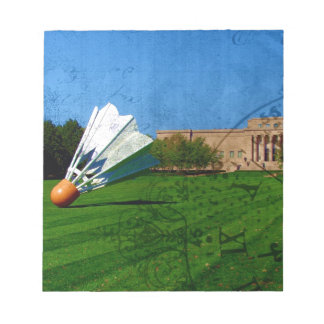 Shuttlecock op het gras notitieblok