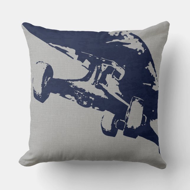 Shuvit Shove-it Skateboard Pillow Silver Navy Kussen (Voorkant)