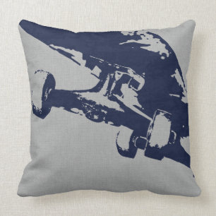 Shuvit Shove-it Skateboard Pillow Silver Navy Kussen