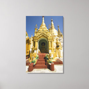 Shwedagon Pagoda (Paya), grote tempel site die 4 Canvas Afdruk