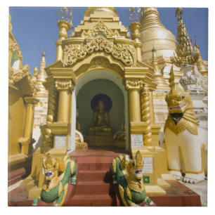Shwedagon Pagoda (Paya), grote tempelsite die 4 Tegeltje