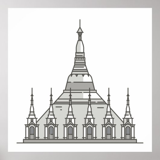 Shwedagon Pagoda Wereldlandmerken Poster (Voorkant)