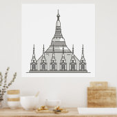Shwedagon Pagoda Wereldlandmerken Poster (Keuken)