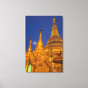 Shwedagon Pagode 's nachts, Myanmar Canvas Afdruk