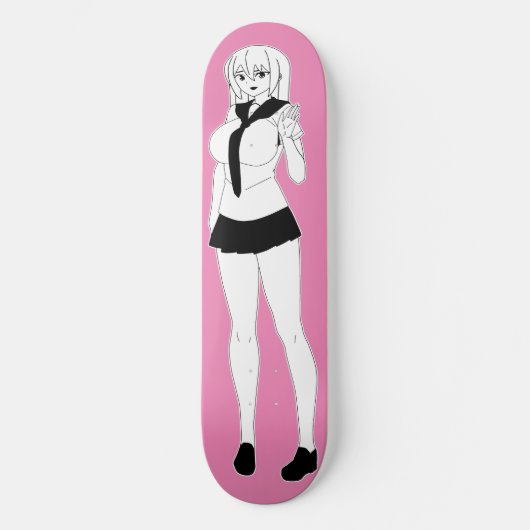 Shy Anime School Girl Skateboard Deck (Recto)