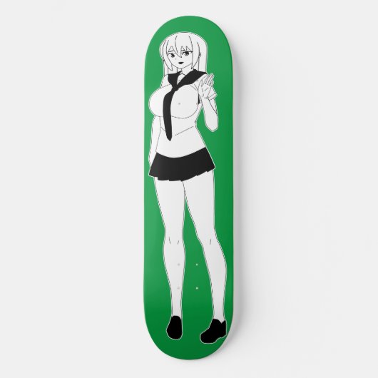Shy Anime School Girl Skateboard Deck (Recto)