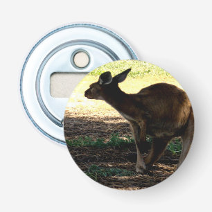 Shy Australian Kangaroo, Magnetic Bottle Opener. Button Flesopener