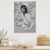 Shy Bloemenmeisje Poster (Keuken)