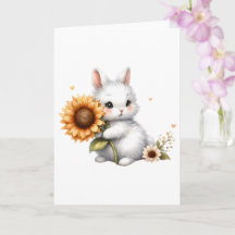 Shy Bunny met Zonnebloem All-Occasion Groet