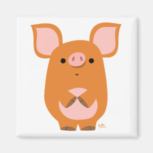 Shy Cartoon Pig aangepaste magneet