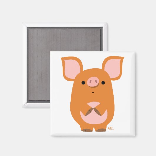 Shy Cartoon Pig aimant personnalisé (Recto/Verso)