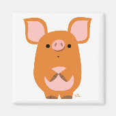 Shy Cartoon Pig aimant personnalisé (Devant)