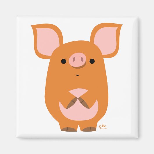 Shy Cartoon Pig aimant personnalisé (Devant)