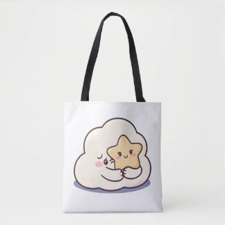 Shy Cloud Knuffelen Een Ster - Dromerige Schattige Draagtas