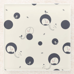 Shy Elephant Pattern Glazen Onderzetter