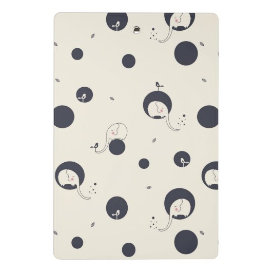 Shy Elephant Pattern Mini Klembord (Achterkant)
