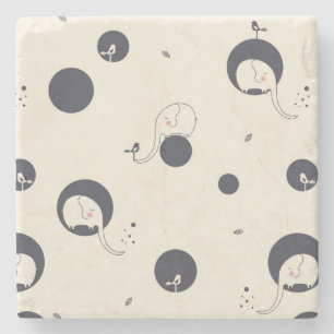 Shy Elephant Pattern Stenen Onderzetter