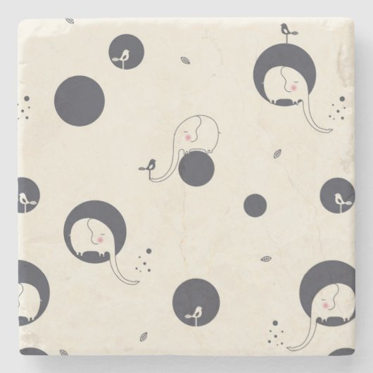 Shy Elephant Pattern Stenen Onderzetter (Voorkant)