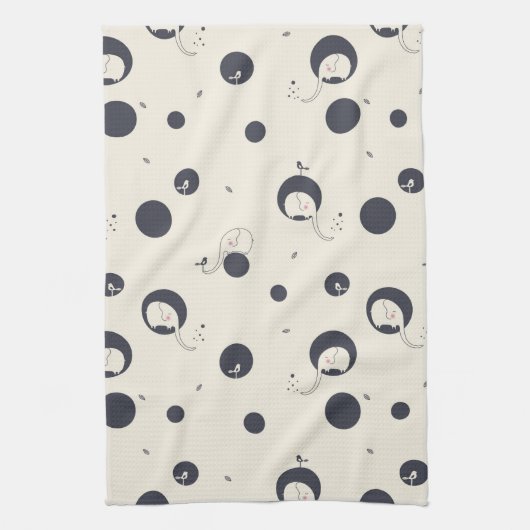 Shy Elephant Pattern Theedoek (Verticaal)