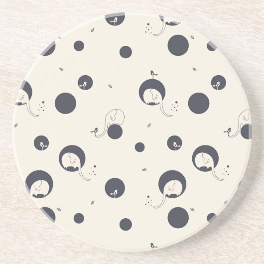 Shy Elephant Pattern Zandsteen Onderzetter (Voorkant)