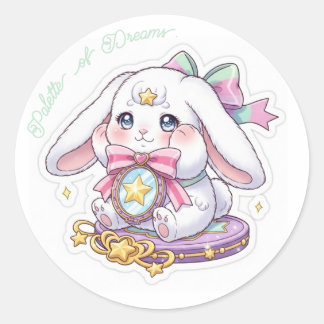 Shy Magic Bunny - Pastel Makeup Palette Kawaii 🐰✨ Ronde Sticker