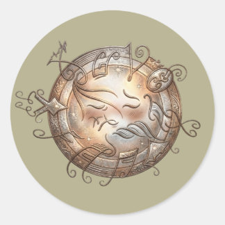 Shy Musical Emoji - Vintage Melody Illustration  Ronde Sticker