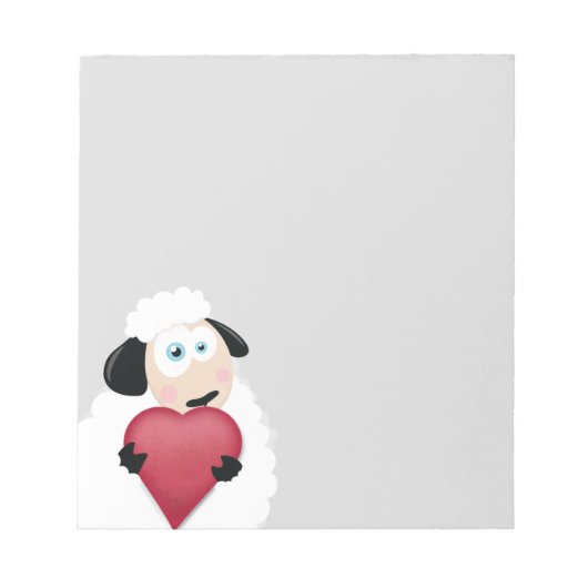 Shy Sheep holding Love Heart Notitieblok (Voorkant)