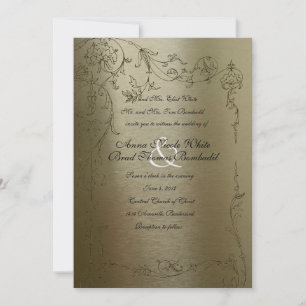 Shy Unicorn Gold Metallic Wedding Invitation Kaart