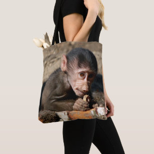 Shy Young Male Hamadryas Baboon (Papio) Tote Bag
