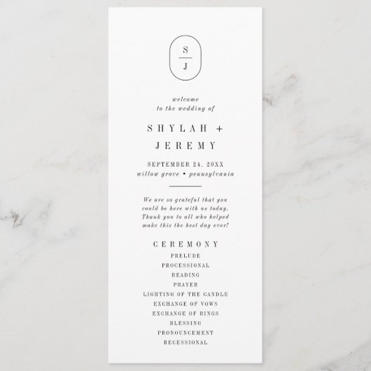 SHYLAH Eenvoudige Boho Moderne Unieke Monogram Huw Programma (Voorkant)