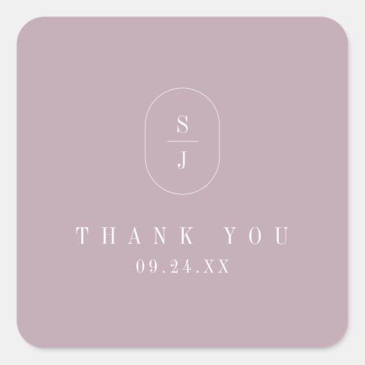 SHYLAH eenvoudige Lila Boho Modern bruiloft Dank u Vierkante Sticker (Voorkant)