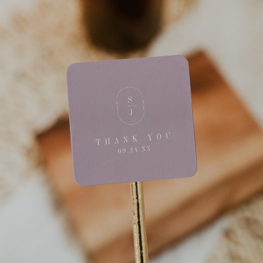 SHYLAH eenvoudige Lila Boho Modern bruiloft Dank u Vierkante Sticker