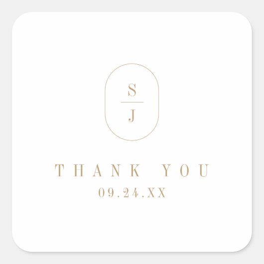 SHYLAH Formele Goud Wit Klassieke Trouwbedankjes Vierkante Sticker (Voorkant)